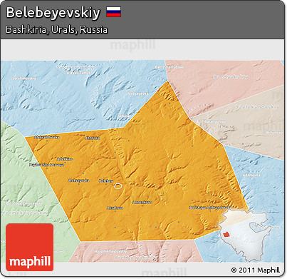 Political 3D Map of Belebeyevskiy, lighten
