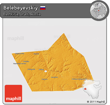 Political 3D Map of Belebeyevskiy, single color outside