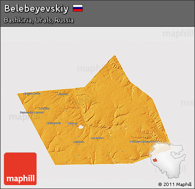 Political 3D Map of Belebeyevskiy, single color outside