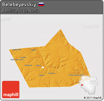 Political 3D Map of Belebeyevskiy, single color outside
