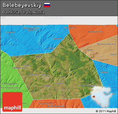 Satellite 3D Map of Belebeyevskiy, political outside