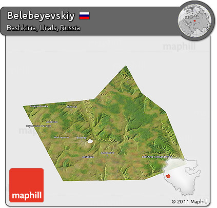 Satellite 3D Map of Belebeyevskiy, single color outside