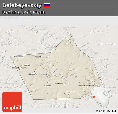 Shaded Relief 3D Map of Belebeyevskiy, lighten