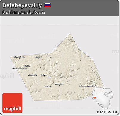 Shaded Relief 3D Map of Belebeyevskiy, single color outside