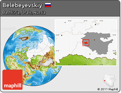 Physical Location Map of Belebeyevskiy, highlighted country, highlighted parent region
