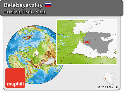 Physical Location Map of Belebeyevskiy, highlighted parent region, highlighted grandparent region
