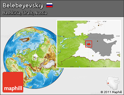 Physical Location Map of Belebeyevskiy, highlighted parent region, highlighted grandparent region