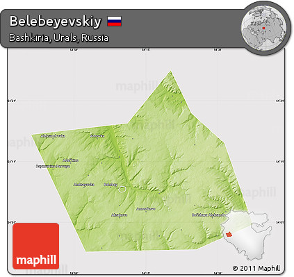 Physical Map of Belebeyevskiy, cropped outside