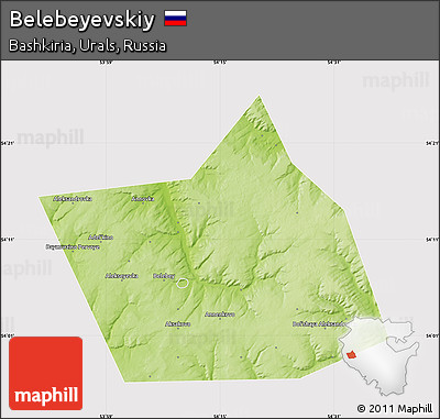 Physical Map of Belebeyevskiy, cropped outside