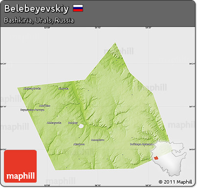Physical Map of Belebeyevskiy, single color outside
