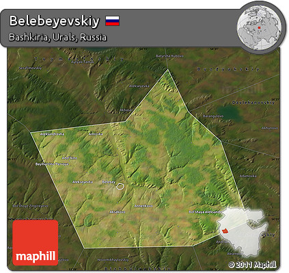 Satellite Map of Belebeyevskiy, darken