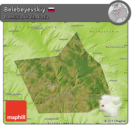 Satellite Map of Belebeyevskiy, physical outside