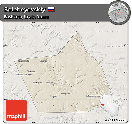 Shaded Relief Map of Belebeyevskiy, lighten