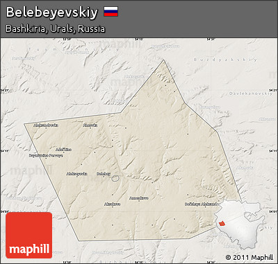 Shaded Relief Map of Belebeyevskiy, lighten
