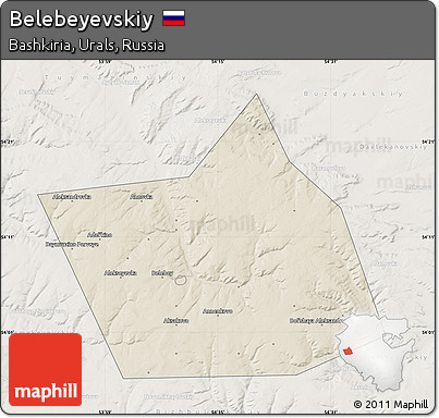 Shaded Relief Map of Belebeyevskiy, lighten