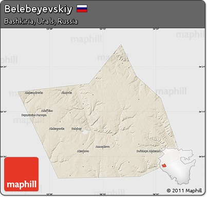Shaded Relief Map of Belebeyevskiy, single color outside