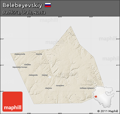 Shaded Relief Map of Belebeyevskiy, single color outside