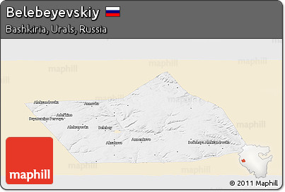 Classic Style Panoramic Map of Belebeyevskiy, single color outside
