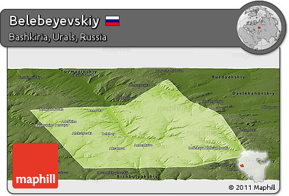Physical Panoramic Map of Belebeyevskiy, darken