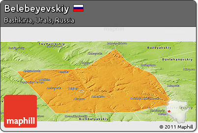 Political Panoramic Map of Belebeyevskiy, physical outside