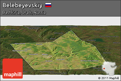 Satellite Panoramic Map of Belebeyevskiy, darken