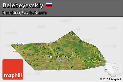 Satellite Panoramic Map of Belebeyevskiy, single color outside
