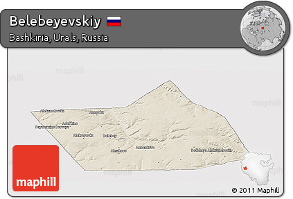 Shaded Relief Panoramic Map of Belebeyevskiy, cropped outside