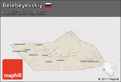 Shaded Relief Panoramic Map of Belebeyevskiy, cropped outside