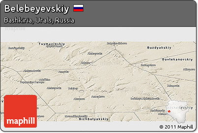 Shaded Relief Panoramic Map of Belebeyevskiy