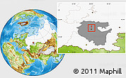 Physical Location Map of Blagoveshchensk, highlighted country, highlighted parent region
