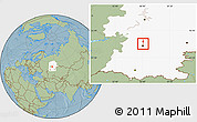 Savanna Style Location Map of Blagoveshchensk, highlighted grandparent region, hill shading
