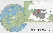 Savanna Style Location Map of Blagoveshchensk, highlighted parent region, highlighted grandparent region, hill shading