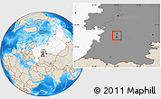 Shaded Relief Location Map of Blagoveshchensk, highlighted country, highlighted grandparent region