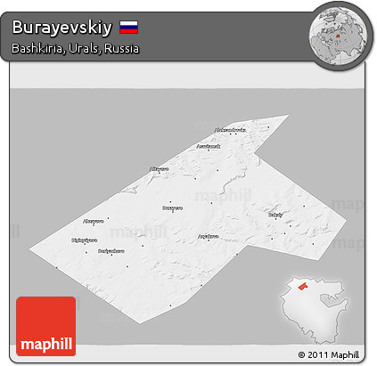 Gray 3D Map of Burayevskiy, single color outside