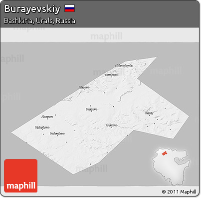 Gray 3D Map of Burayevskiy, single color outside