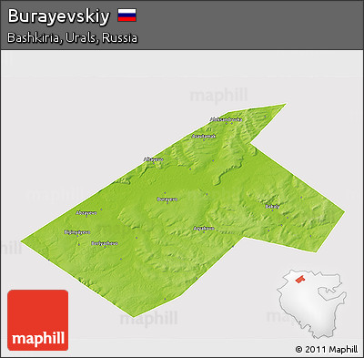 Physical 3D Map of Burayevskiy, cropped outside