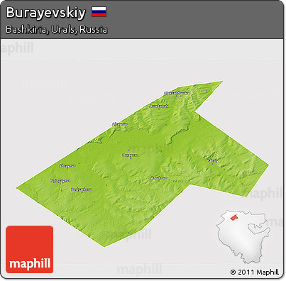 Physical 3D Map of Burayevskiy, cropped outside