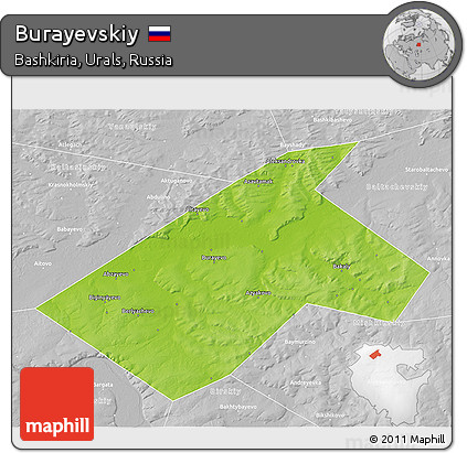 Physical 3D Map of Burayevskiy, lighten, desaturated