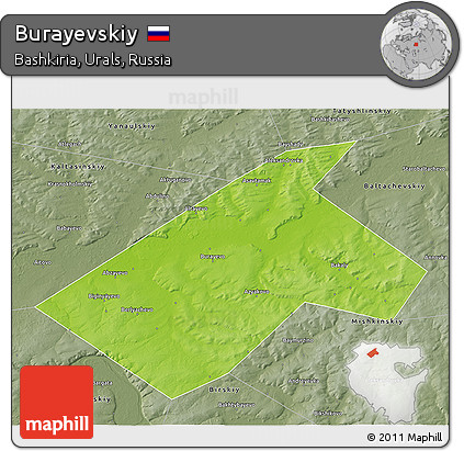 Physical 3D Map of Burayevskiy, semi-desaturated