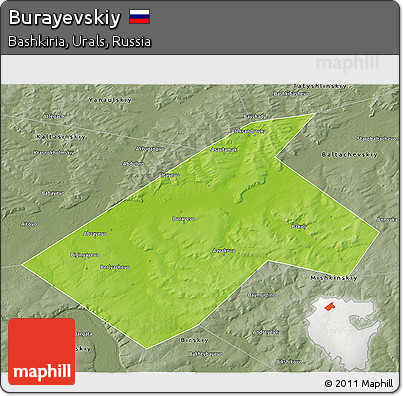 Physical 3D Map of Burayevskiy, semi-desaturated