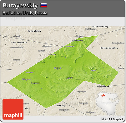 Physical 3D Map of Burayevskiy, shaded relief outside