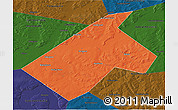 Political 3D Map of Burayevskiy, darken