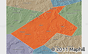 Political 3D Map of Burayevskiy, semi-desaturated