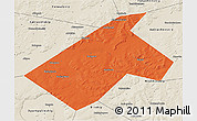 Political 3D Map of Burayevskiy, shaded relief outside
