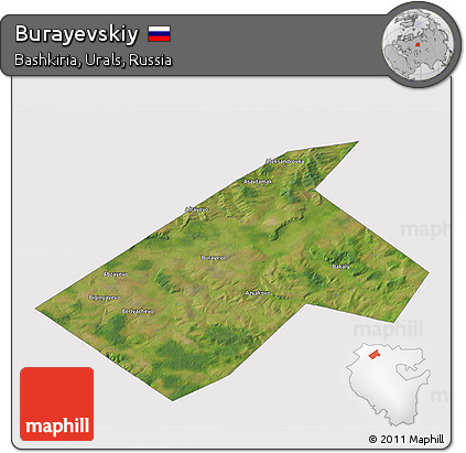 Satellite 3D Map of Burayevskiy, cropped outside