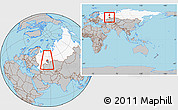 Gray Location Map of Burayevskiy, highlighted country, highlighted parent region, within the entire country