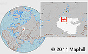 Gray Location Map of Burayevskiy, highlighted parent region, hill shading