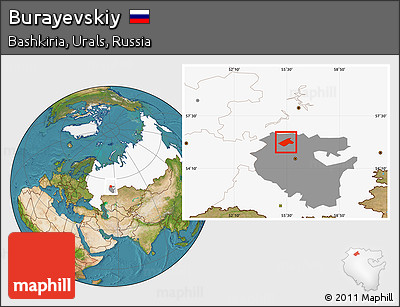 Satellite Location Map of Burayevskiy, highlighted country, highlighted parent region