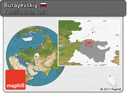 Satellite Location Map of Burayevskiy, highlighted parent region, highlighted grandparent region