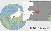 Savanna Style Location Map of Burayevskiy, highlighted country, highlighted grandparent region, hill shading